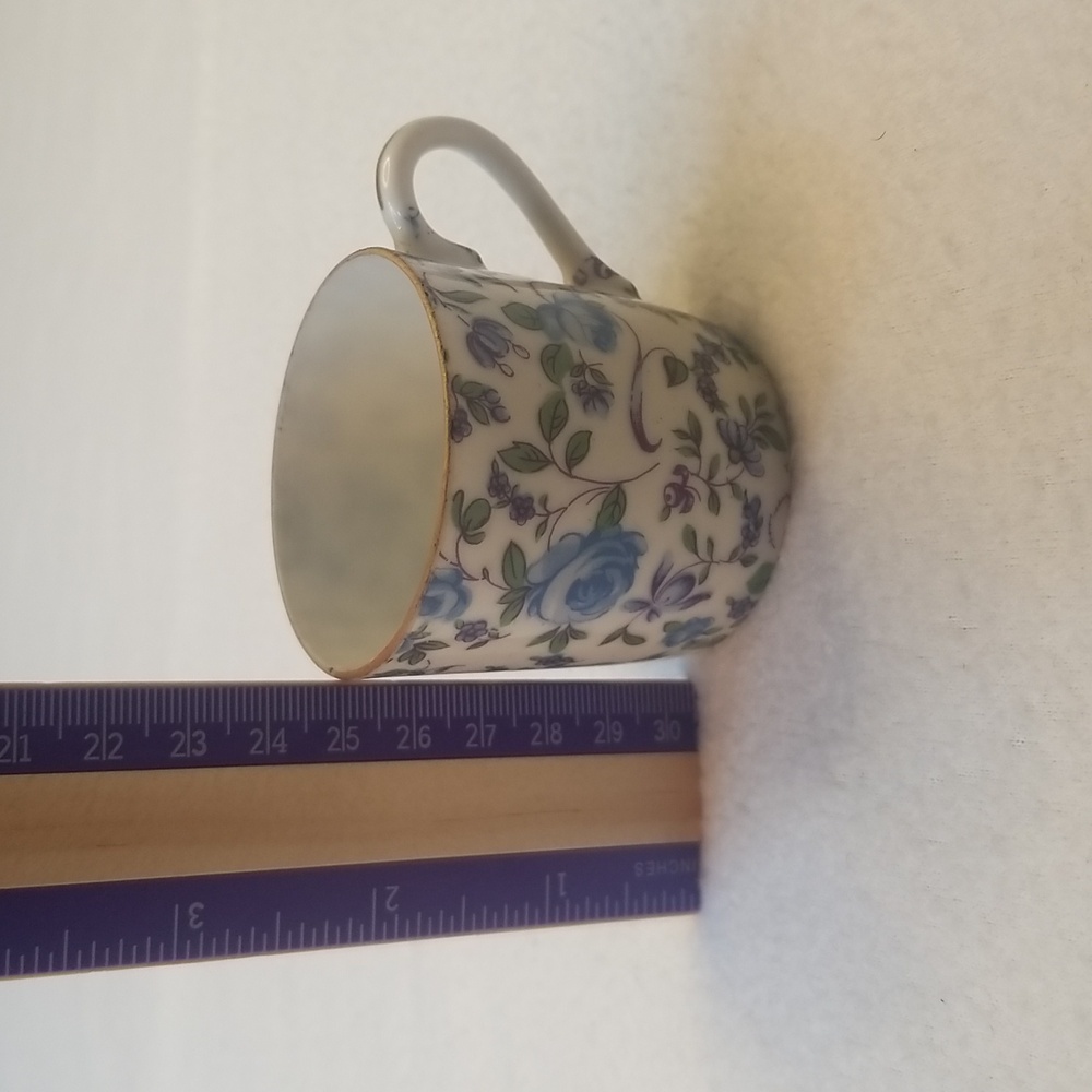 Lefton 2120 Floral Blue Green Purple Cup With Gold Accent - Picture 6 of 6